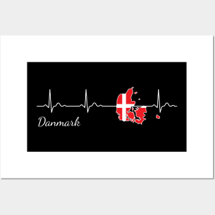 Denmark Danmark heartbeat flag Posters and Art